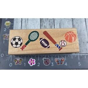 Rubber Stampede Sports Border 296F 1990 Rubber Stamp Wood #S118